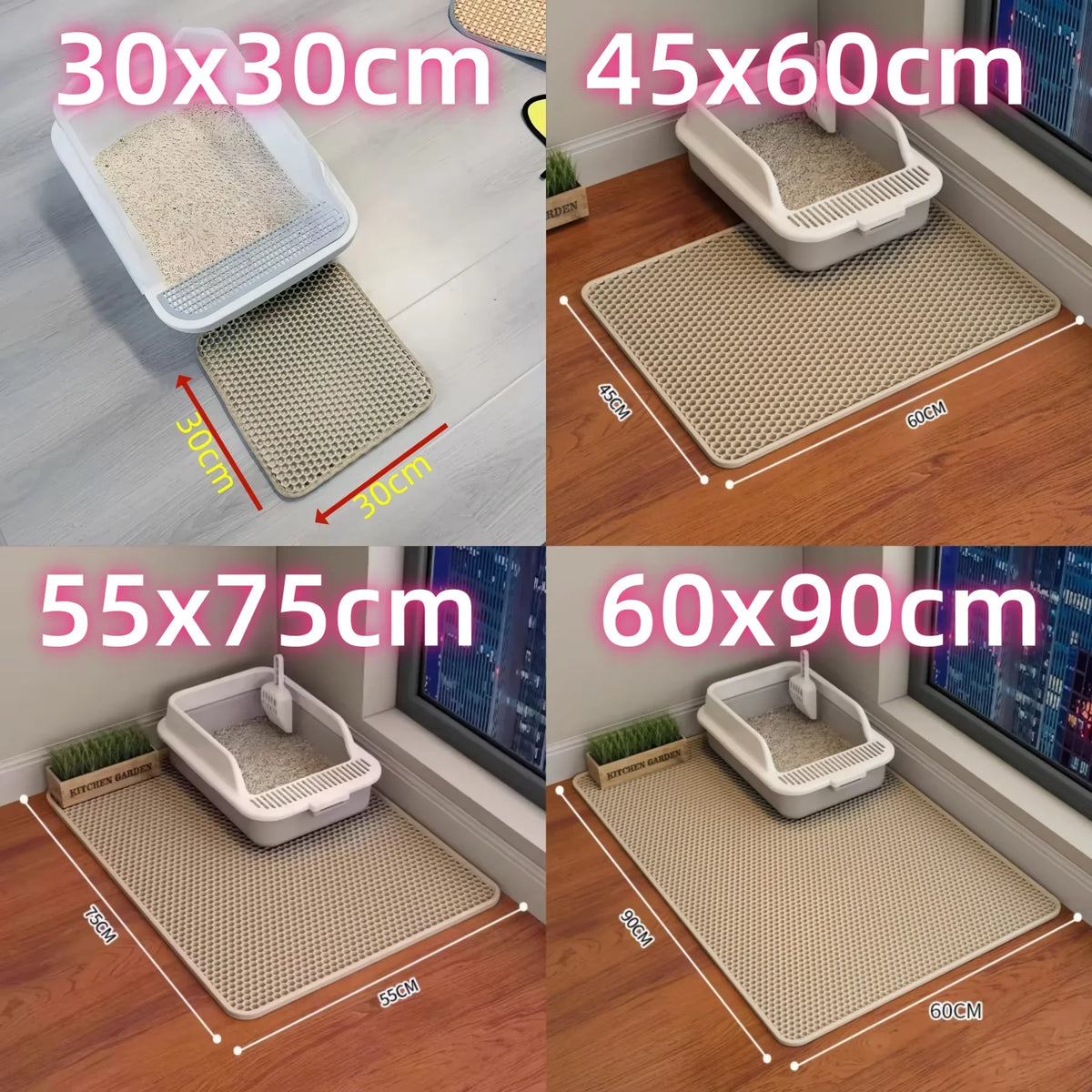 Cat Litter Mat Heavy Duty Waterproof 2 Layer Non Slip Washable Pet Floor Protector Litter Box Sand Stopper